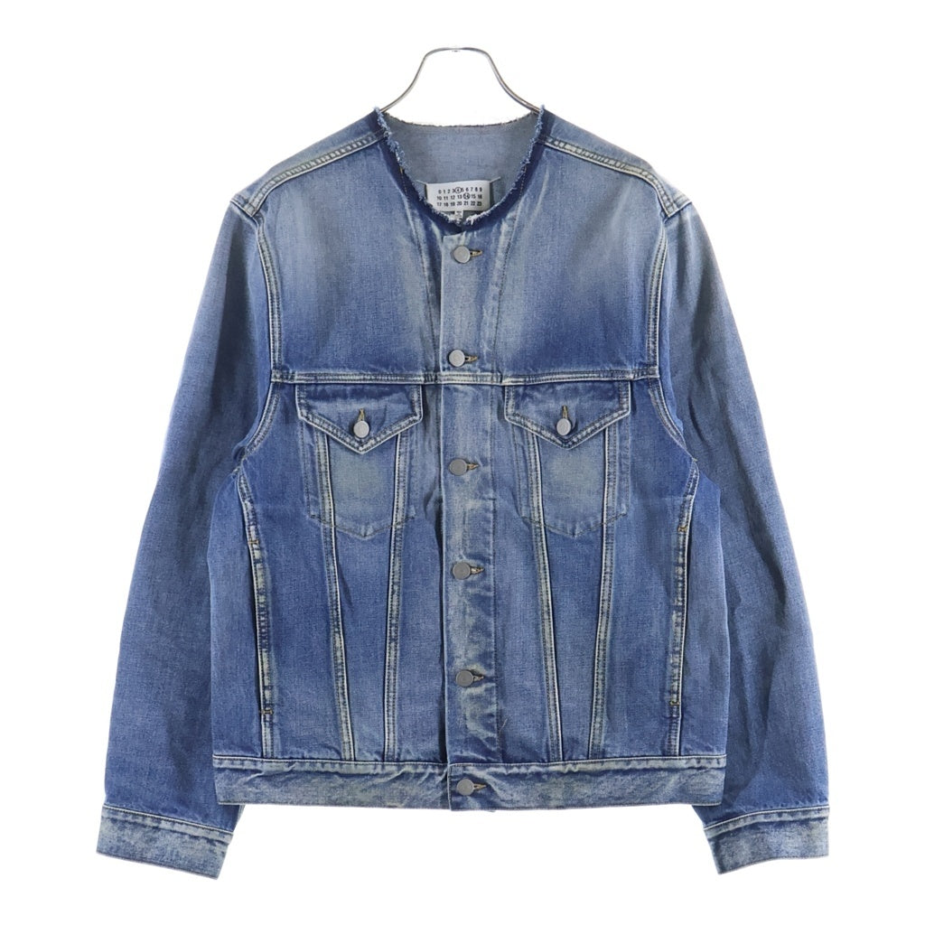 Maison Margiela(メゾンマルジェラ) 24SS ノーカラー ウォッシュ加工 デニムジャケット SI1AM0006 インディゴ