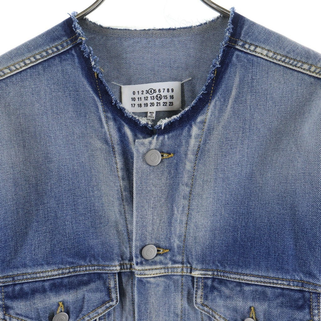 Maison Margiela(メゾンマルジェラ) 24SS ノーカラー ウォッシュ加工 デニムジャケット SI1AM0006 インディゴ