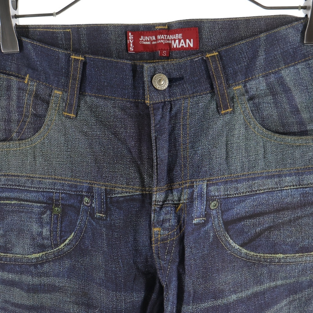 JUNYA WATANABE COMME des GARCONS(ジュンヤワタナベ コムデギャルソン) × Levi's 転写プリント ストレートパンツ WE-P206 インディゴブルー
