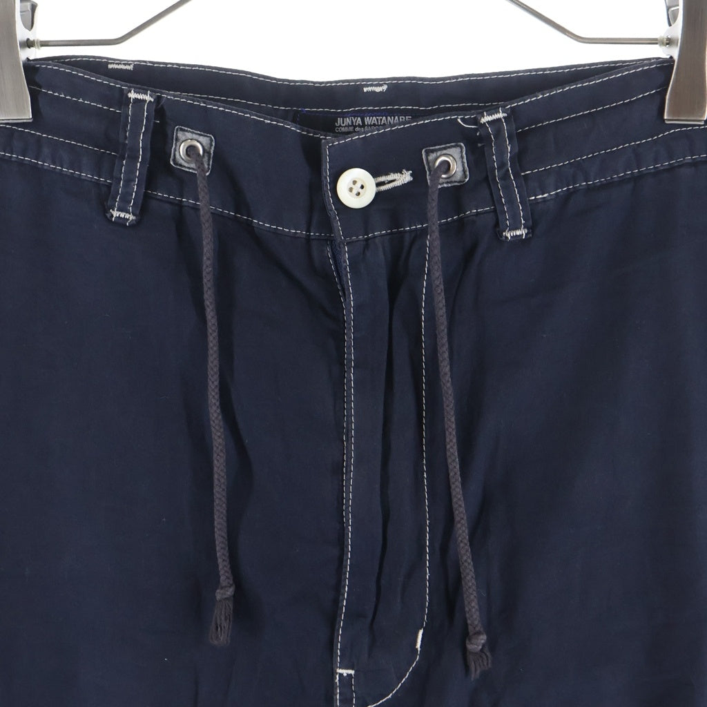 JUNYA WATANABE COMME des GARCONS(ジュンヤワタナベ コムデギャルソン) ドローストリング コットンツイル ストレートパンツ WS-P050 ネイビー