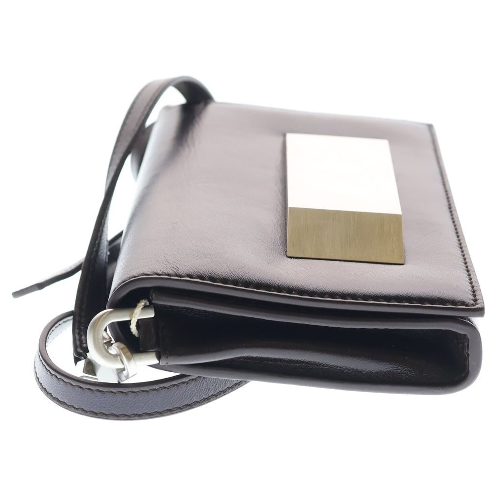 Rick Owens(リックオウエンス) 25SS CLUTCH BAG レザーショルダーバッグ ブラウン RA01E0622-LBP レディース