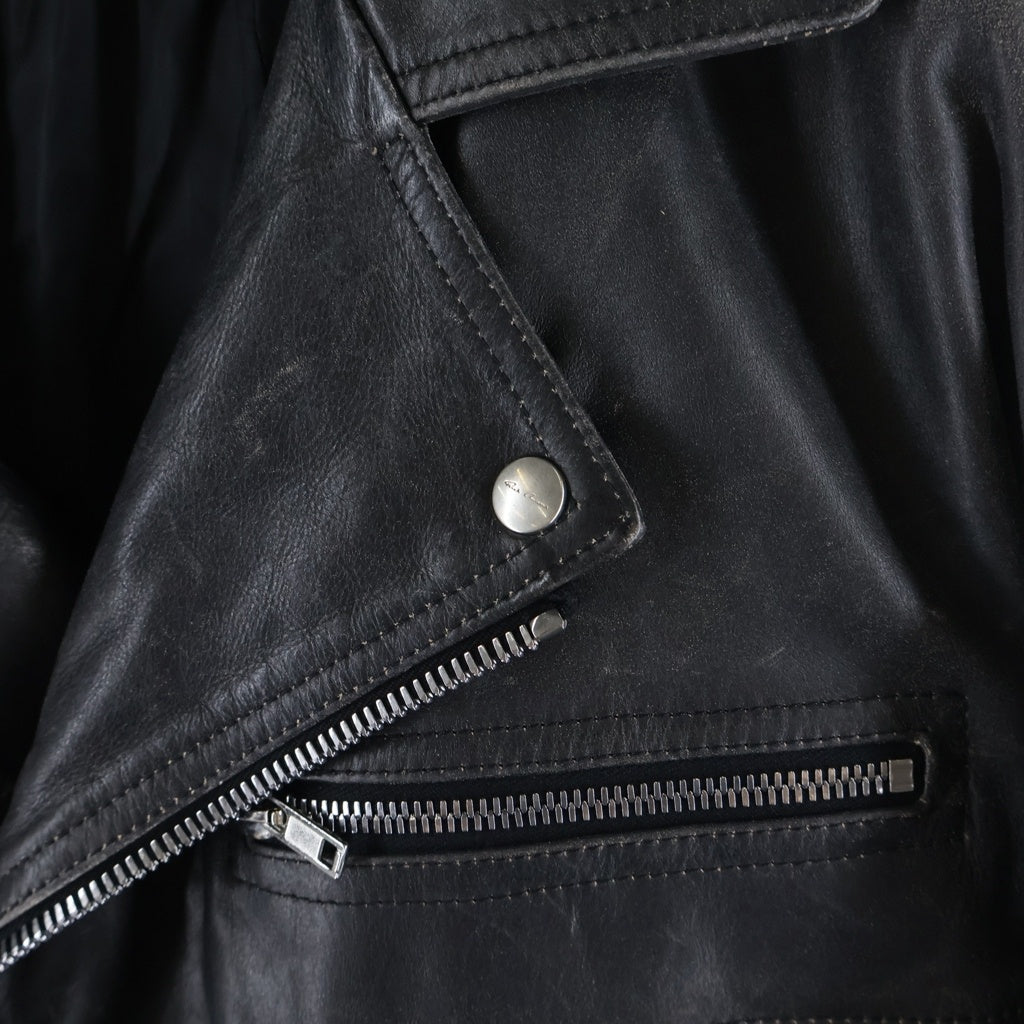 Rick Owens(リックオウエンス) 25SS CROPPED JUMBO BAUHAUS STOOGES クロップド ジャンボバウハウス カーフレザー ライダースジャケット ブラック RP01E7717-LTP