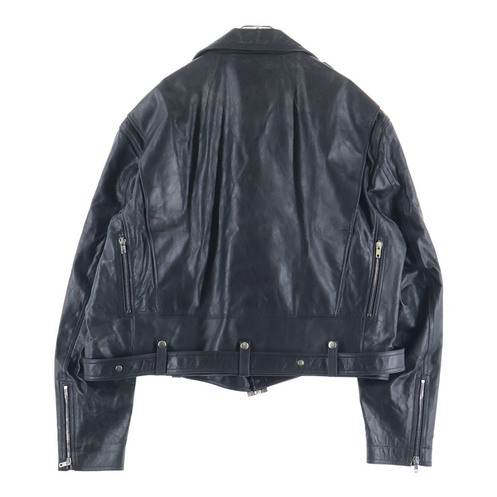 Rick Owens(リックオウエンス) 25SS CROPPED JUMBO BAUHAUS STOOGES クロップド ジャンボバウハウス カーフレザー ライダースジャケット ブラック RP01E7717-LTP