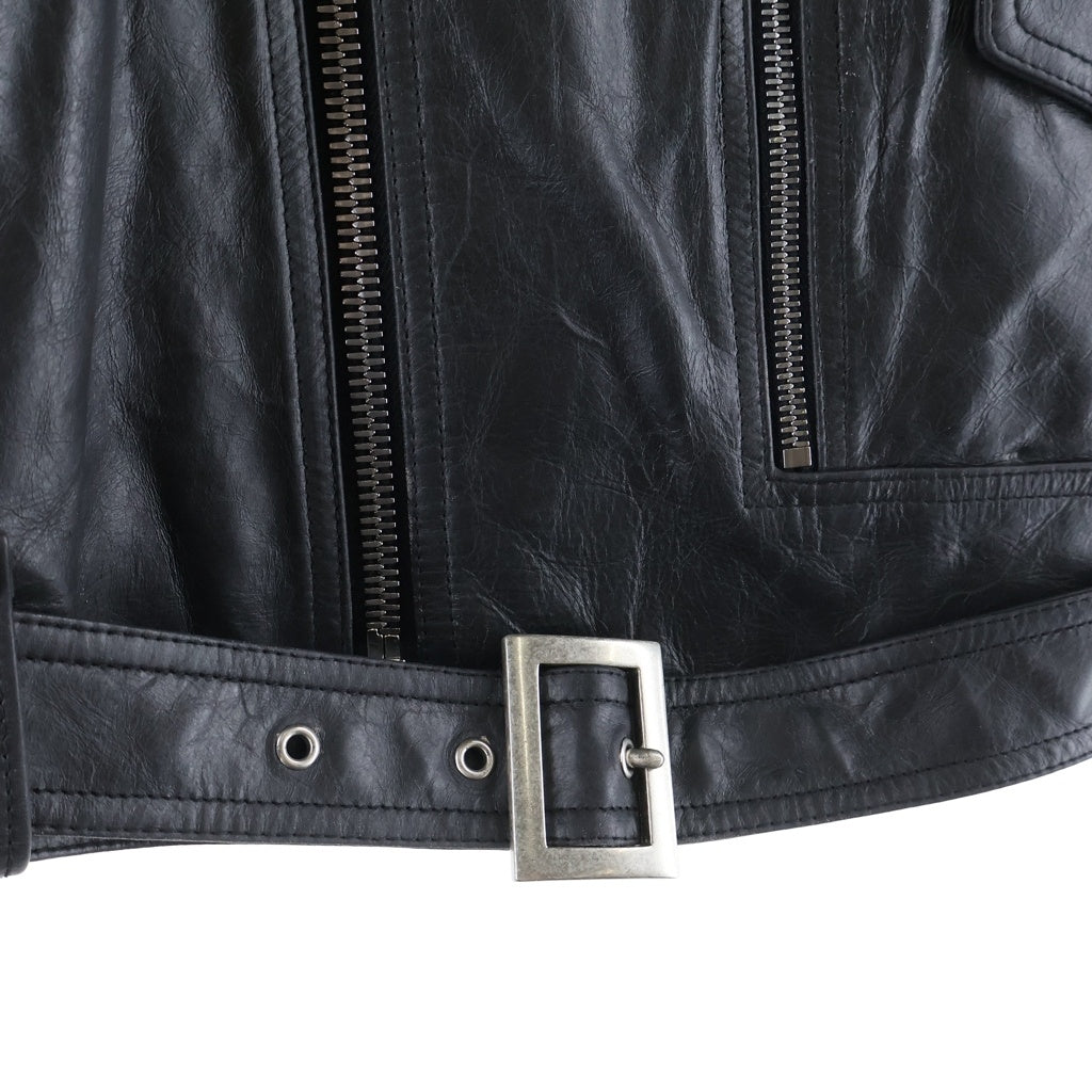 Rick Owens(リックオウエンス) 25SS CROPPED JUMBO BAUHAUS STOOGES クロップド ジャンボバウハウス カーフレザー ライダースジャケット ブラック RP01E7717-LTP