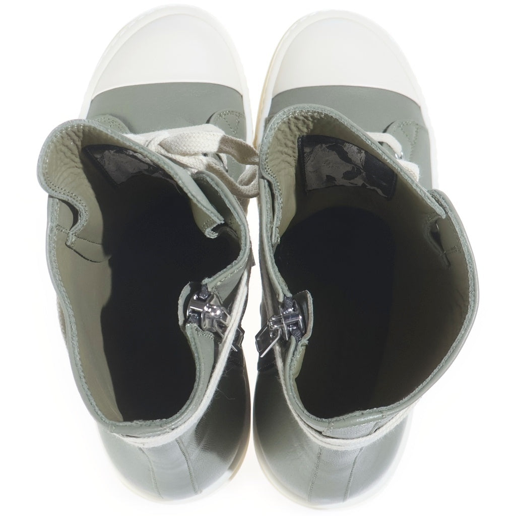 Rick Owens(リックオウエンス) 25SS HOLLYWOOD HIGH TOP SNEAKS レザーハイカットスニーカー カーキ RP01E7890-LGY