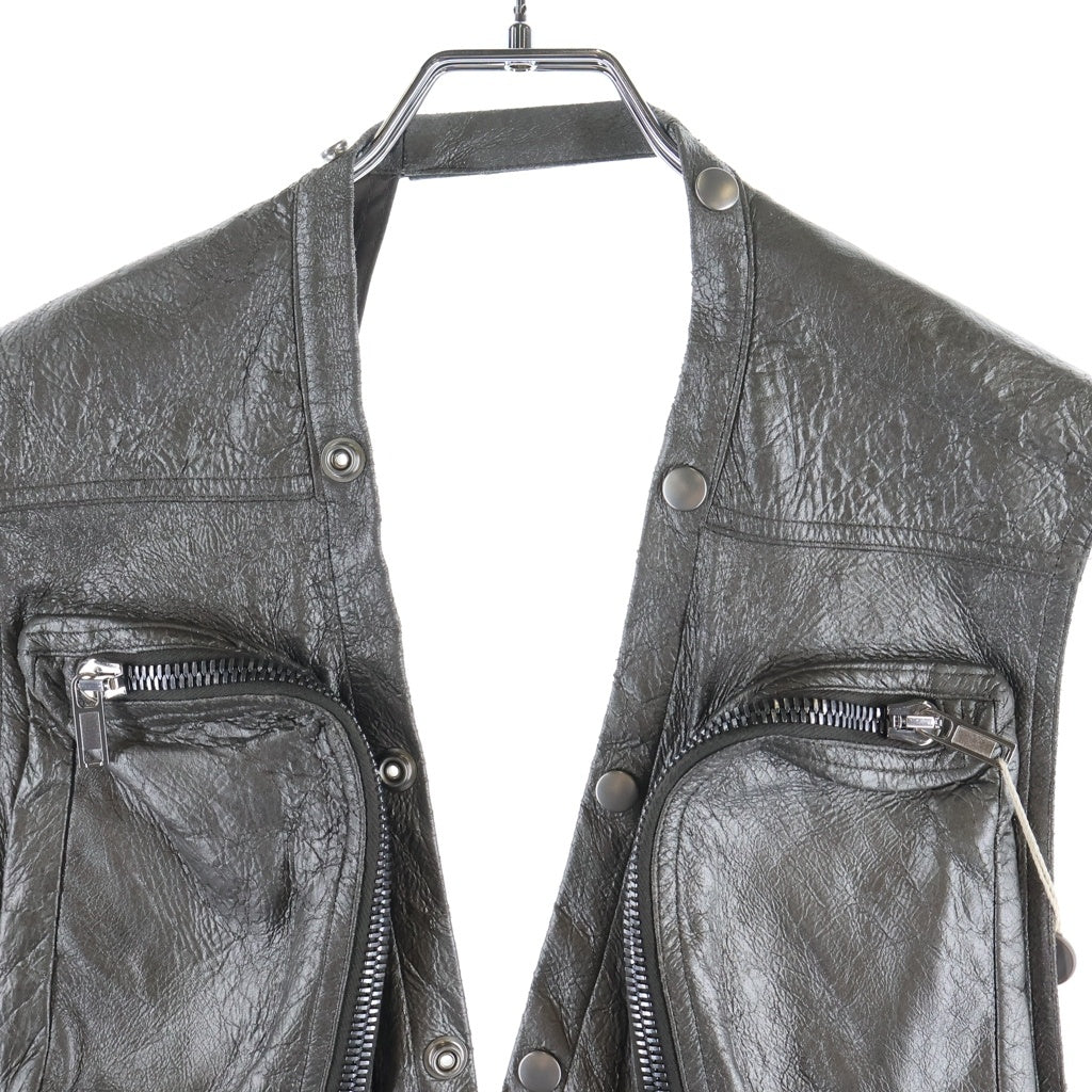 Rick Owens(リックオウエンス) 25SS CARGO VEST レザーカーゴベスト グレー RU01E5767-LBAM
