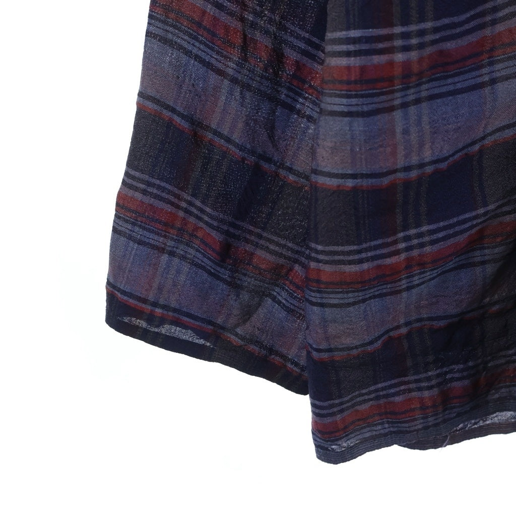 MAATEE&SONS(マーティーアンドサンズ) 25SS 折って折って SHIRTS JACKET シルク混 ウールリネンシャツ 長袖チェックシャツ ネイビー MT5103-0009B