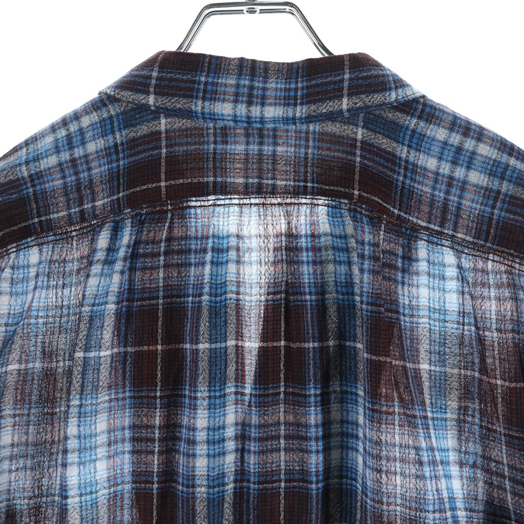 NICENESS(ナイスネス) 25AW Thom オープンカラー ウール長袖チェックシャツ ブルー HN-2701Y16 HN-2701Y16