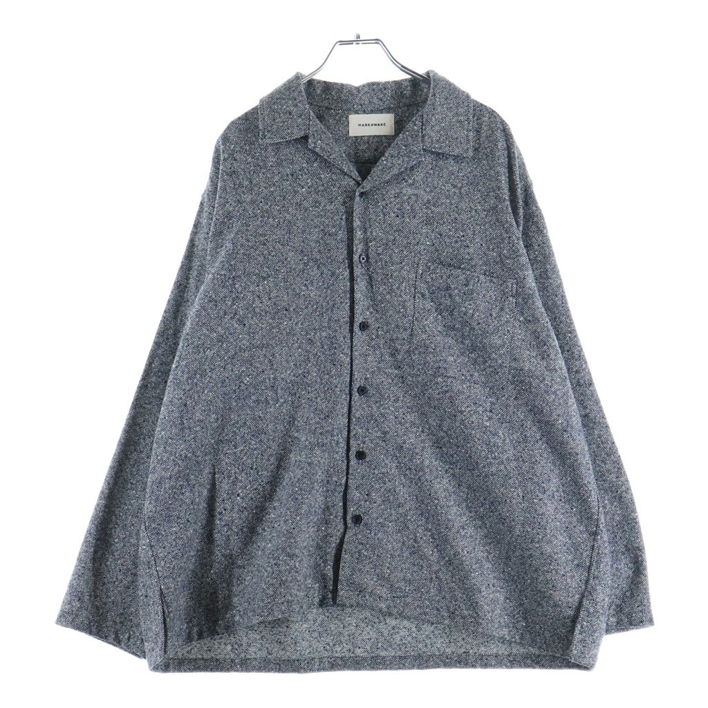 MARKAWARE(マーカウェア) CASHMERE DONEGAL TWEED OPEN COLLAR SHIRT L/S カシミヤドネガルツィード オープンカラーシャツ 長袖シャツ グレー A23D-09SH01C