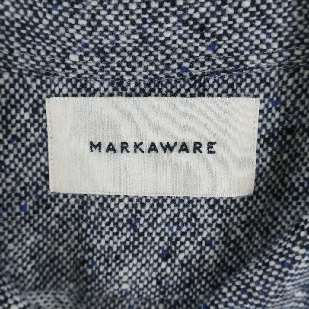MARKAWARE(マーカウェア) CASHMERE DONEGAL TWEED OPEN COLLAR SHIRT L/S カシミヤドネガルツィード オープンカラーシャツ 長袖シャツ グレー A23D-09SH01C