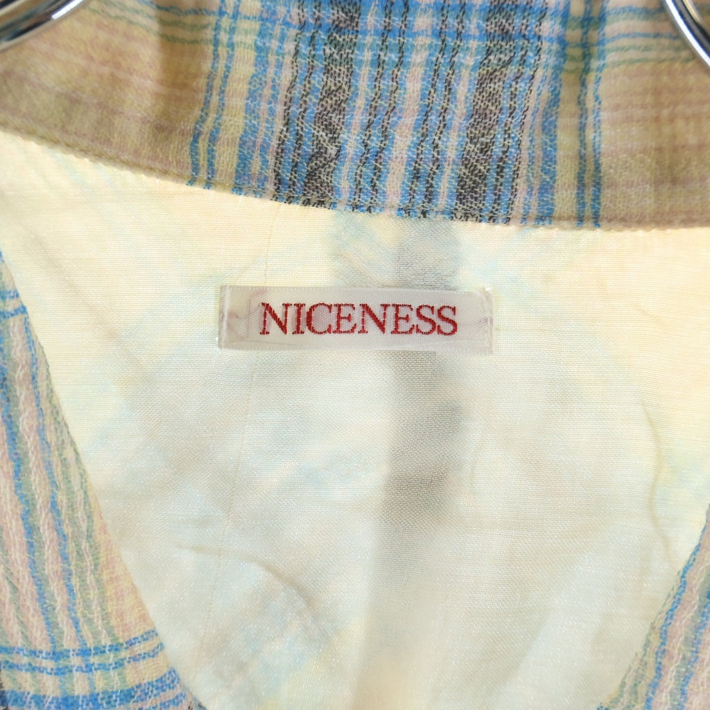 NICENESS(ナイスネス) 25AW Tommy ウール長袖チェックシャツ ベージュ HN-2702Y16