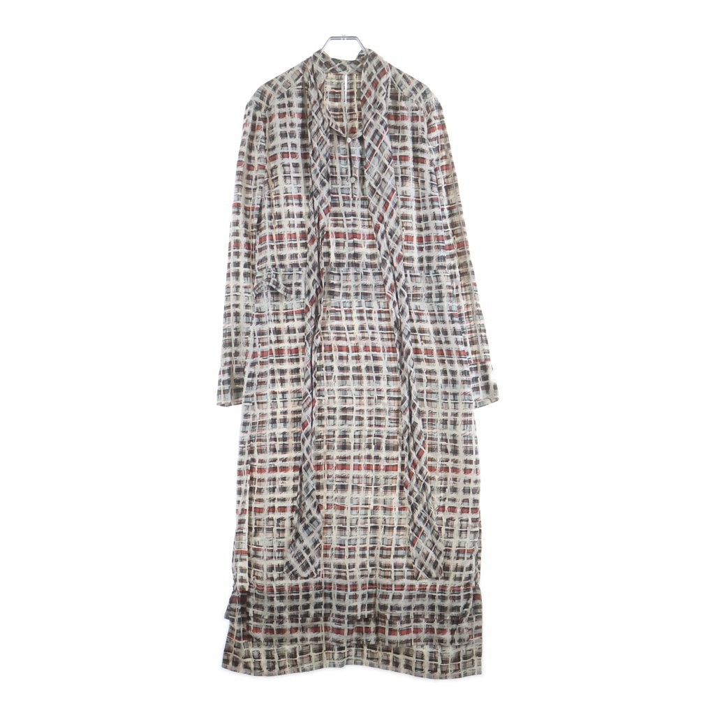 BURBERRY(バーバリー) Scribble Check Silk Dress 長袖チェックドレスシャツ シルクシャツ マルチ レディース 4072889