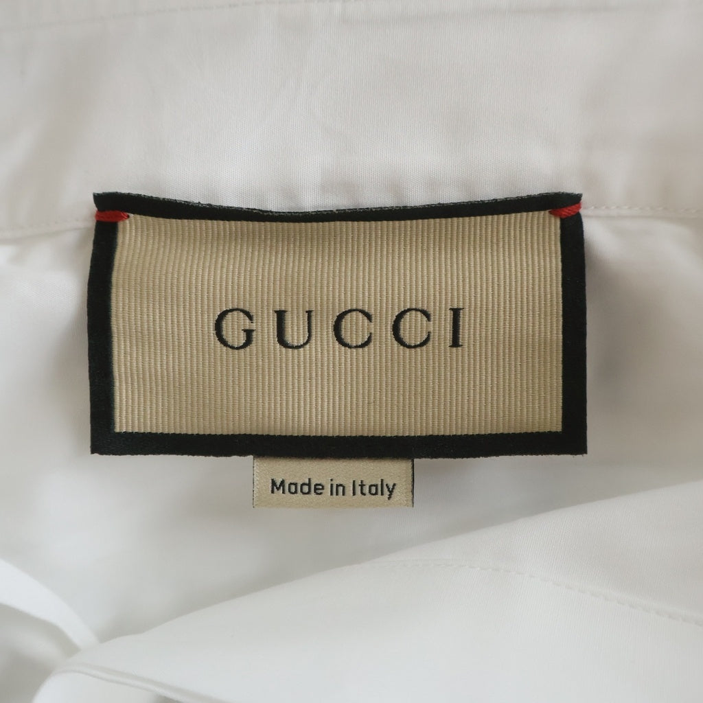 GUCCI(グッチ) Monogram GG Shirt GGロゴ刺繍 長袖シャツ ドレスシャツ ホワイト 699561 ZAJOL