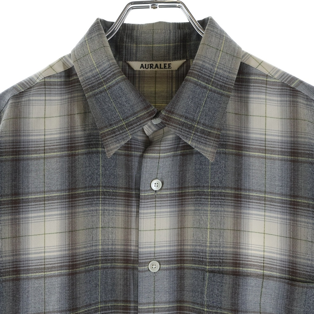 AURALEE(オーラリー) 22AW SUPER LIGHT WOOL CHECK SHIRTS スーパーライトウールチェックシャツ グレー A22AS01LC