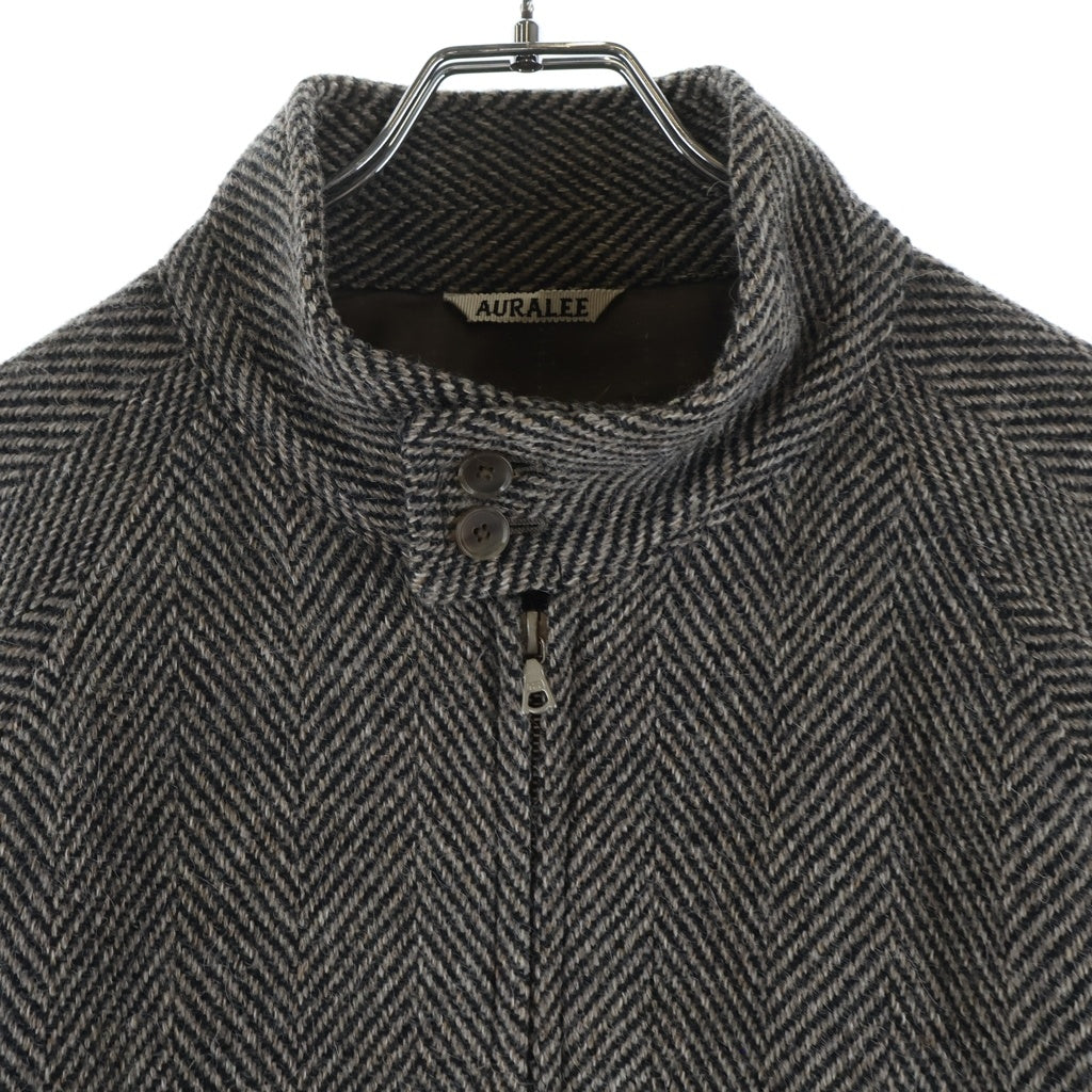 AURALEE(オーラリー) 24AW LAMA SHETLAND WOOL TWEED ZIP BLOUSON ラマシェットランドウールツイード ジップブルゾン ブラウン A24AB03LS
