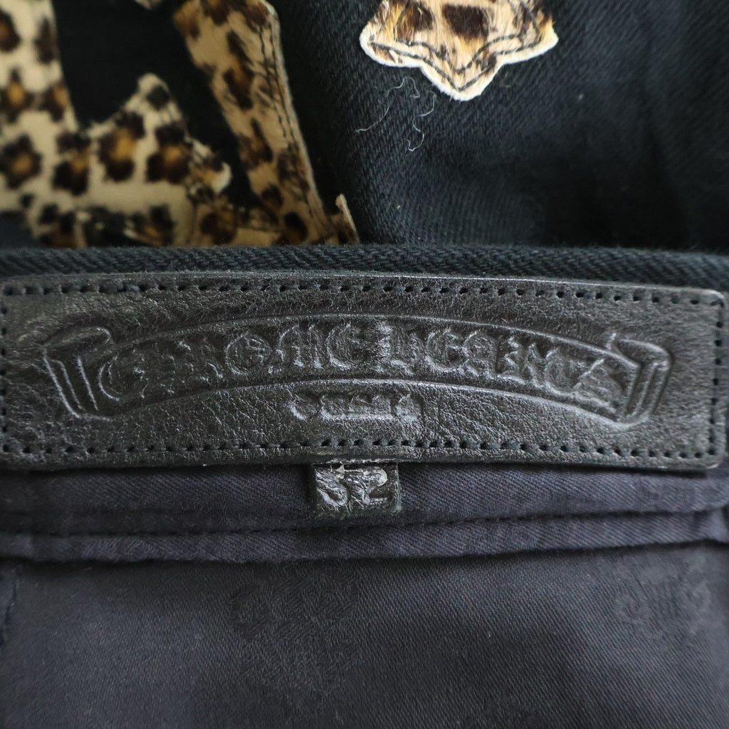 CHROME HEARTS(クロムハーツ) JEAN STRNG FBRC ハラコクロスパッチ ボタンフライ デニムパンツ ブラック