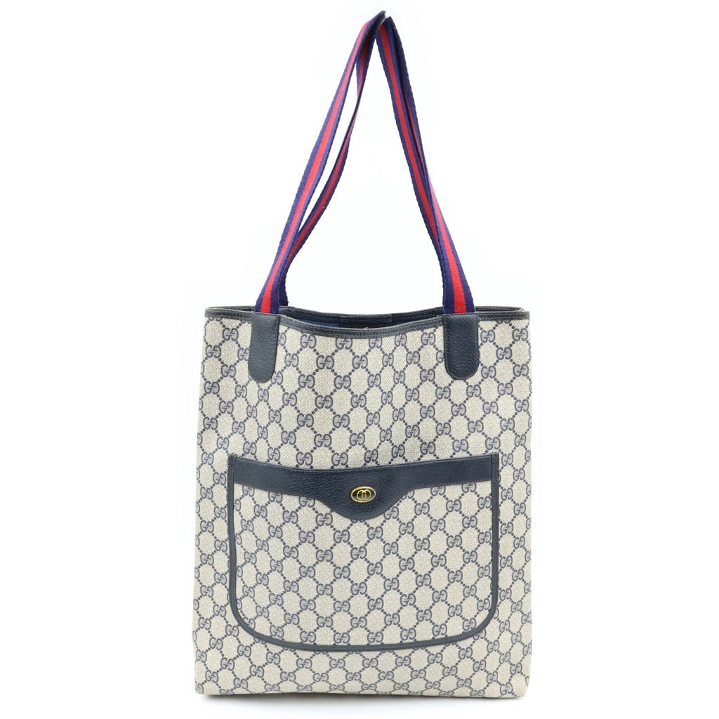 GUCCI(グッチ) VITAGE GG Tote Bag ヴィンテージ オールドグッチ シェリーライン レザートートバッグ ベージュ レディース