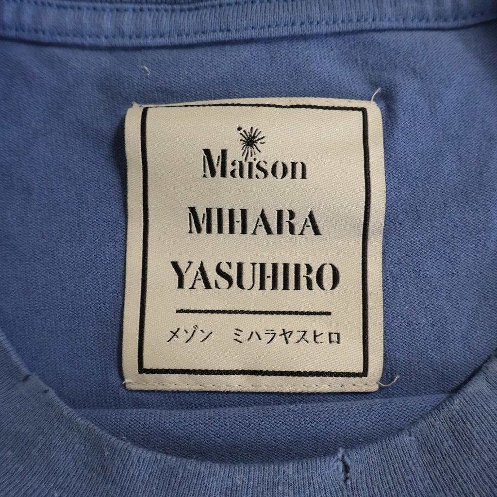 MAISON MIHARAYASUHIRO(メゾンミハラヤスヒロ) 24SS DISTRESSED ACID TEE プリントデザイン デストロイ加工 クルーネック コットン半袖Tシャツ ブルー J12TS552