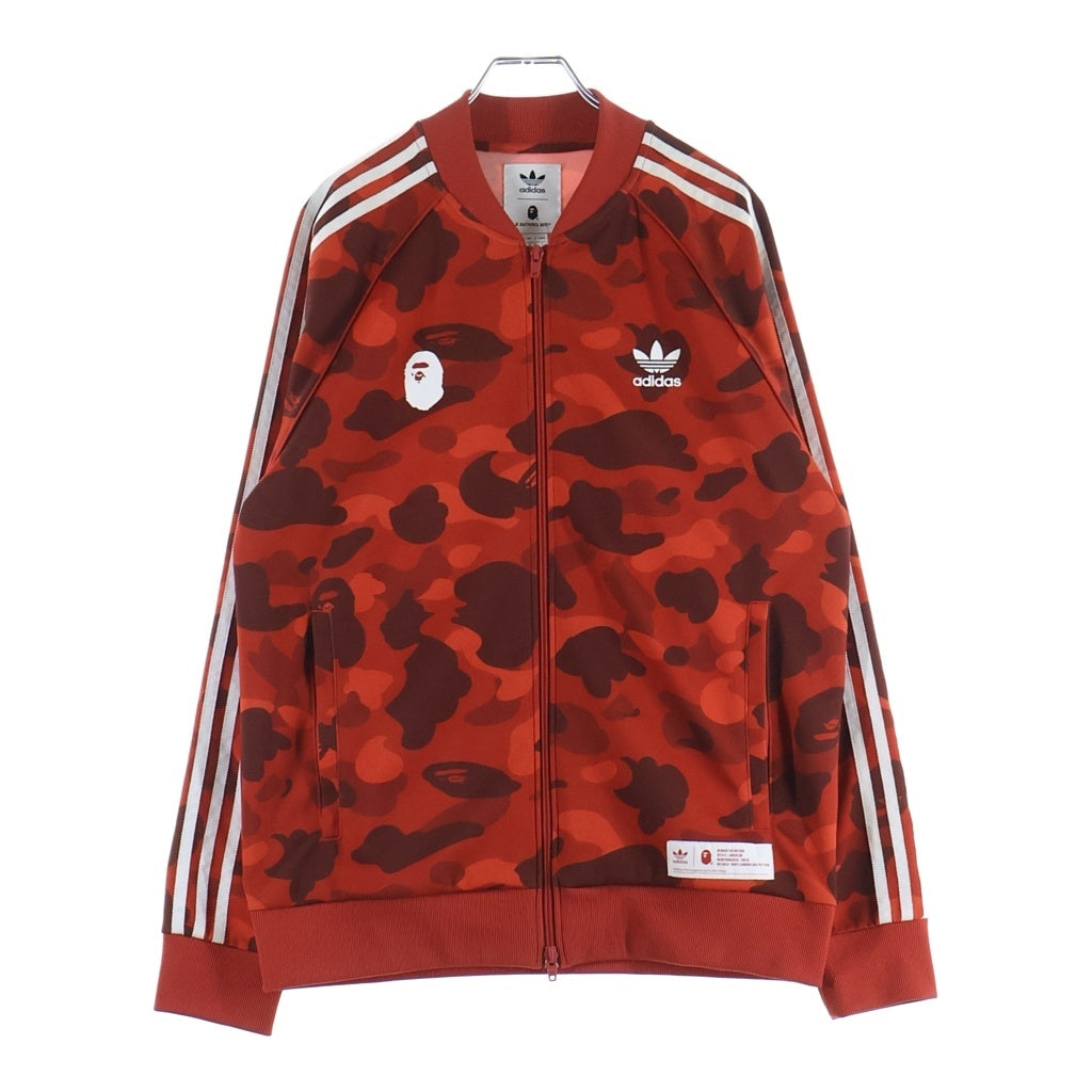 A BATHING APE(アベイシングエイプ) ×ADIDAS カモ柄 ジャージ トラックジャケット ジップアップジャケット レッド DP0184