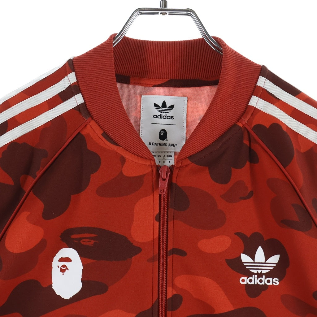 A BATHING APE(アベイシングエイプ) ×ADIDAS カモ柄 ジャージ トラックジャケット ジップアップジャケット レッド DP0184