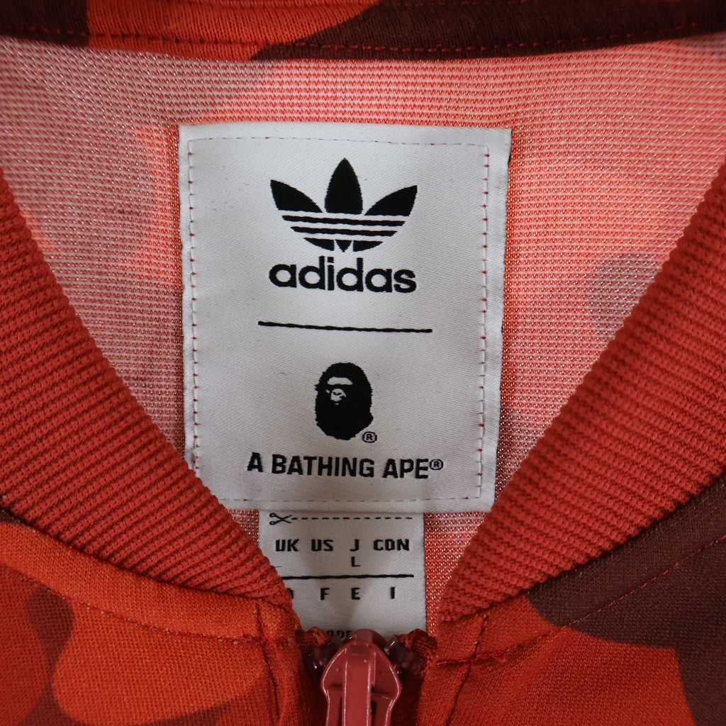 A BATHING APE(アベイシングエイプ) ×ADIDAS カモ柄 ジャージ トラックジャケット ジップアップジャケット レッド DP0184