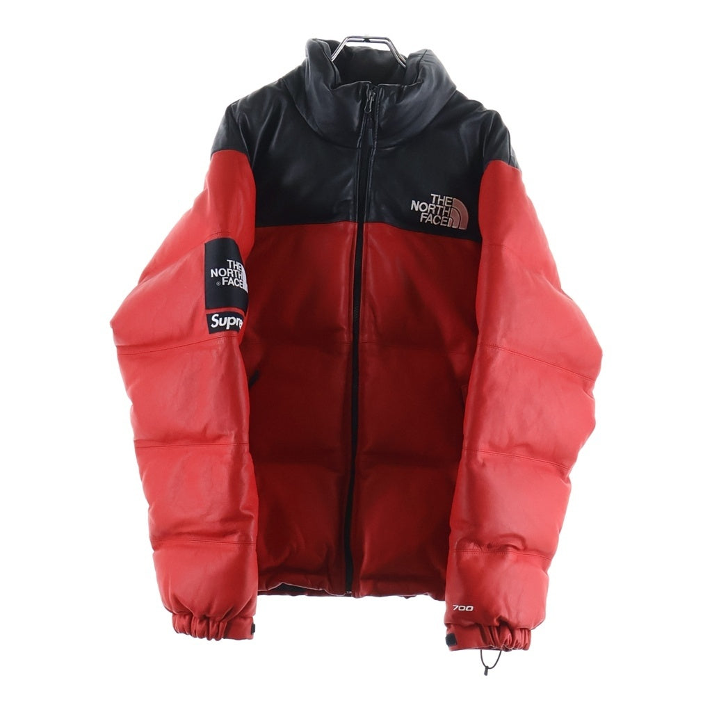 SUPREME(シュプリーム) ×17AW THE NORTH FACE LEATHER NUPTSE JACKET レザー ヌプシ ジャケット ジップアップジャケット レッド ND91702I