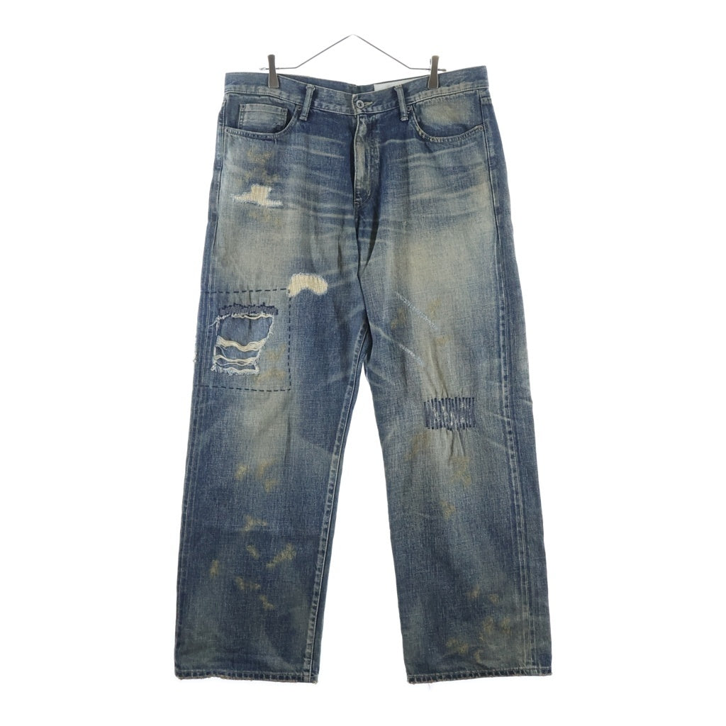 NEIGHBORHOOD(ネイバーフッド) 25SS SAVAGE DENIM DP WIDE PANTS サベージ ダメージリペア加工デニムパンツ インディゴ 251XBNH-PTM07