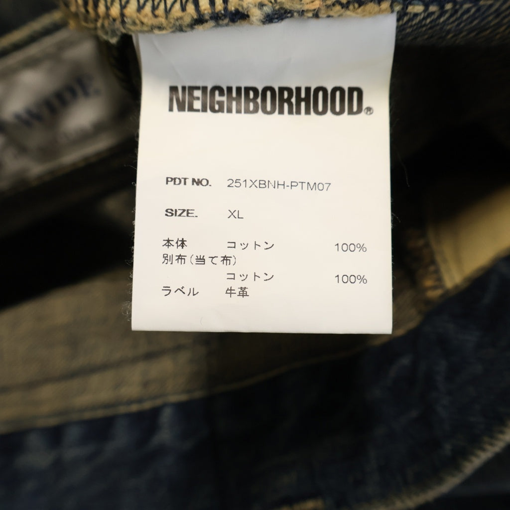NEIGHBORHOOD(ネイバーフッド) 25SS SAVAGE DENIM DP WIDE PANTS サベージ ダメージリペア加工デニムパンツ インディゴ 251XBNH-PTM07