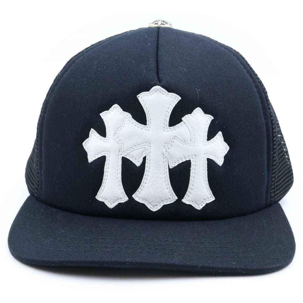CHROME HEARTS(クロムハーツ) TRUCKER CAP トラッカーキャップ 3セメタリーレザーパッチメッシュキャップ 帽子 ブラック/ホワイト