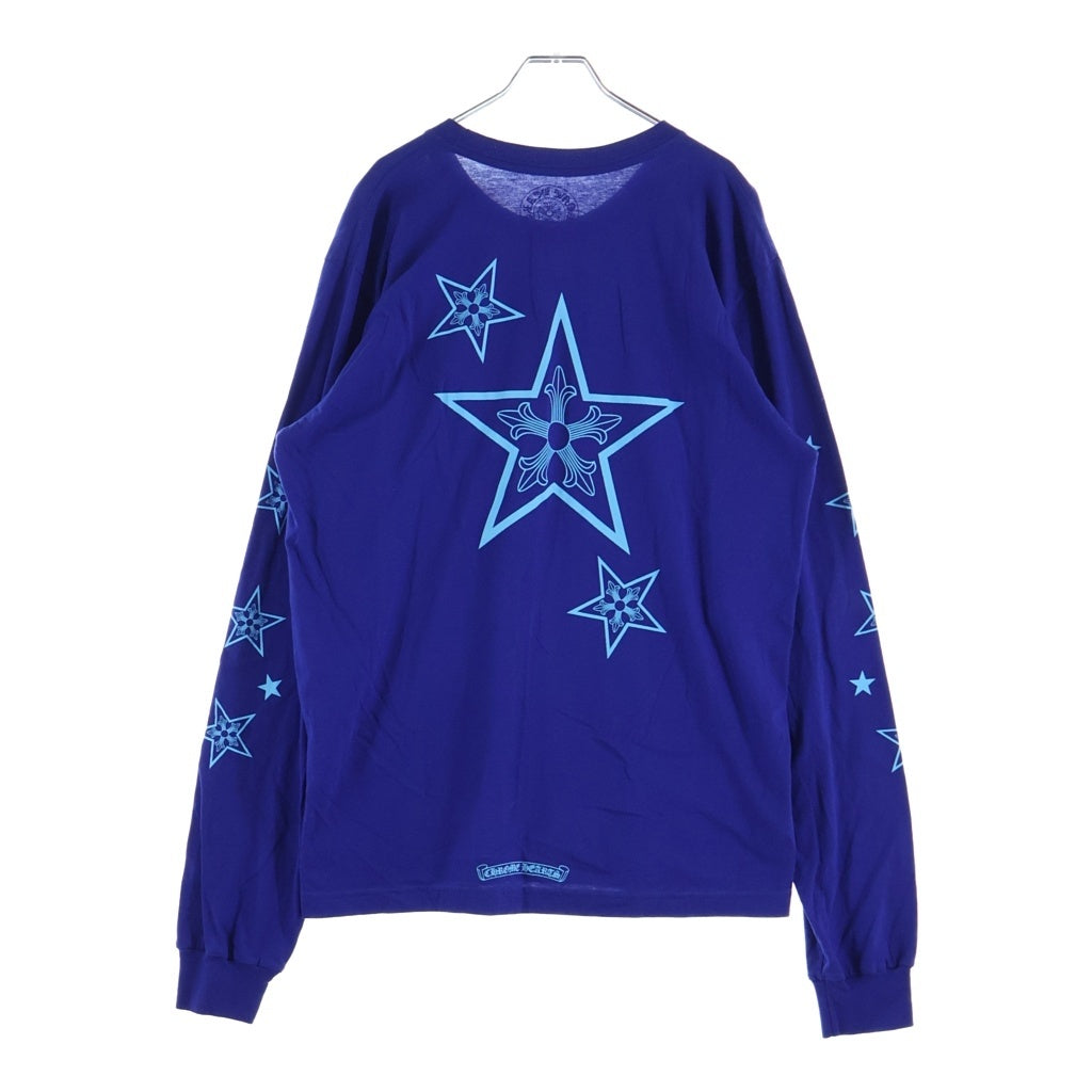 CHROME HEARTS(クロムハーツ) BLUE STAR LONG SLEEVE TEE バックスタープリントクルーネック長袖Tシャツ ロングスリーブカットソー ブルー