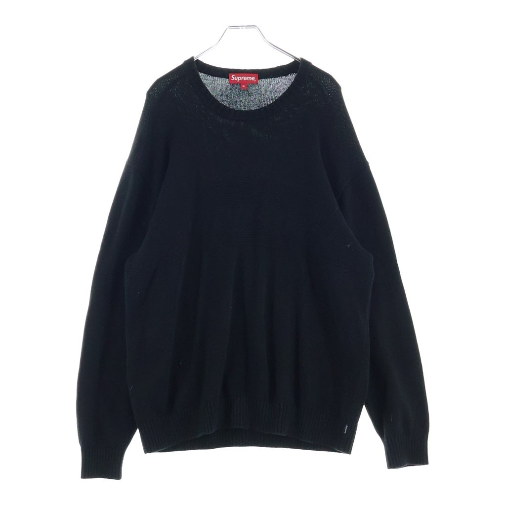 SUPREME(シュプリーム) 22SS Tonal Paneled Sweater フロントロゴ トーナル パーソナルトレーナー クルーネックニット セーター ブラック