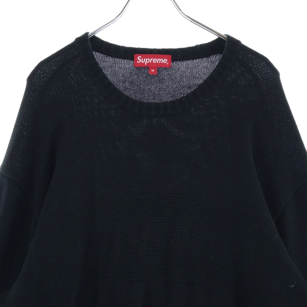 SUPREME(シュプリーム) 22SS Tonal Paneled Sweater フロントロゴ トーナル パーソナルトレーナー クルーネックニット セーター ブラック