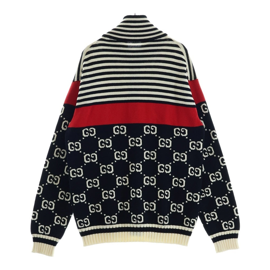 GUCCI(グッチ) GGロゴ 総柄デザイン ジップアップ ジャガード ニット セーター マルチ 545701-XKABP