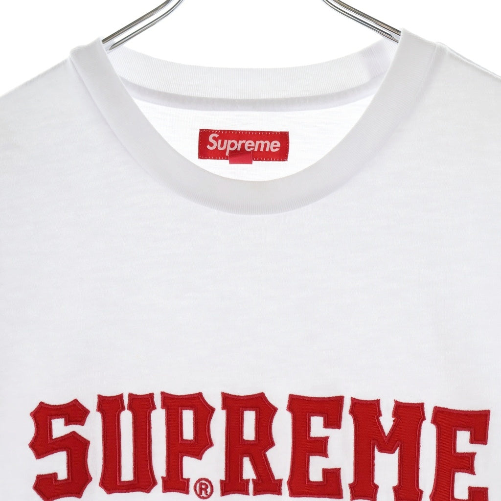 SUPREME(シュプリーム) 24AW Twill Applique S/S Top ツイル アップリケ フロントロゴ クルーネック コットン半袖Tシャツ カットソー ホワイト