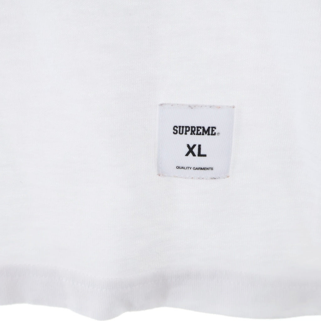 SUPREME(シュプリーム) 24AW Twill Applique S/S Top ツイル アップリケ フロントロゴ クルーネック コットン半袖Tシャツ カットソー ホワイト