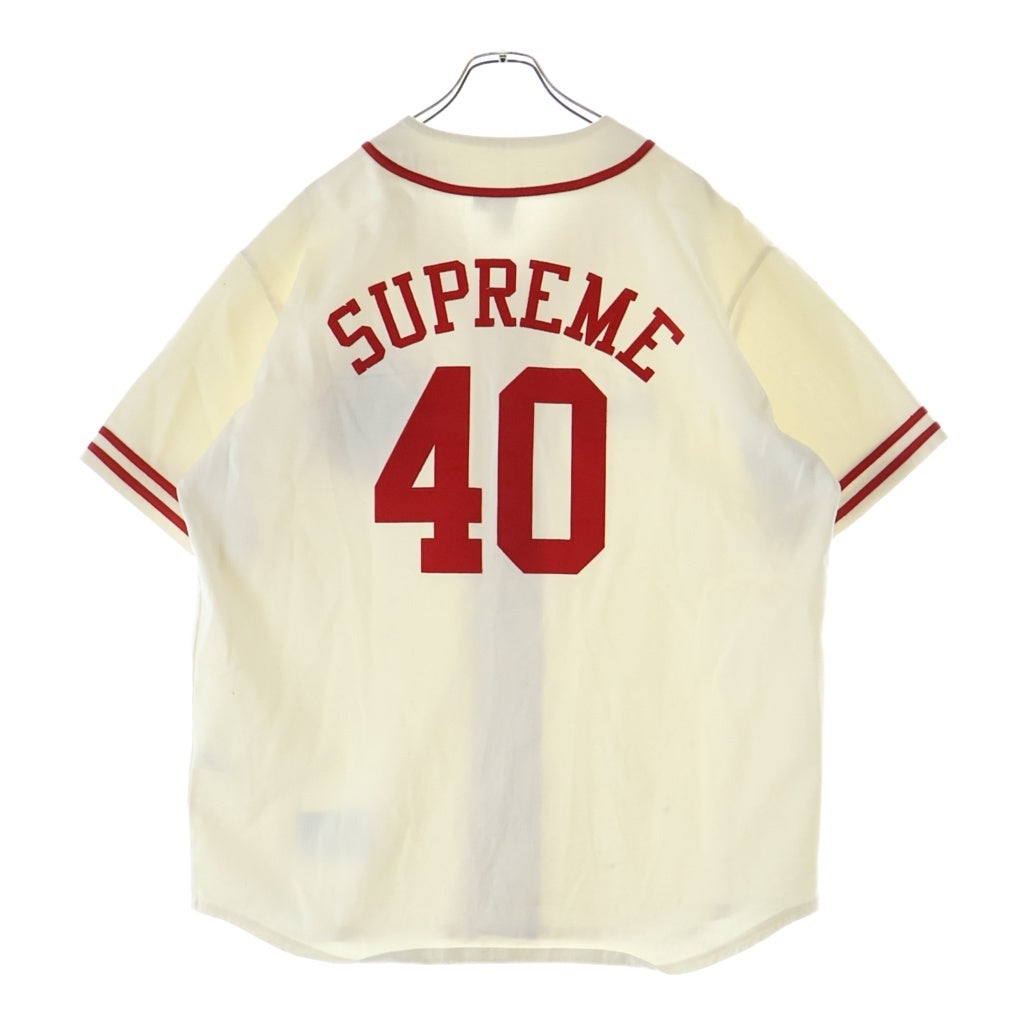 SUPREME(シュプリーム) 25SS ×40Acres Twill Baseball Jersey フォーティ・エイカーズ ロゴエンブロイダリー ベースボールシャツ ホワイト