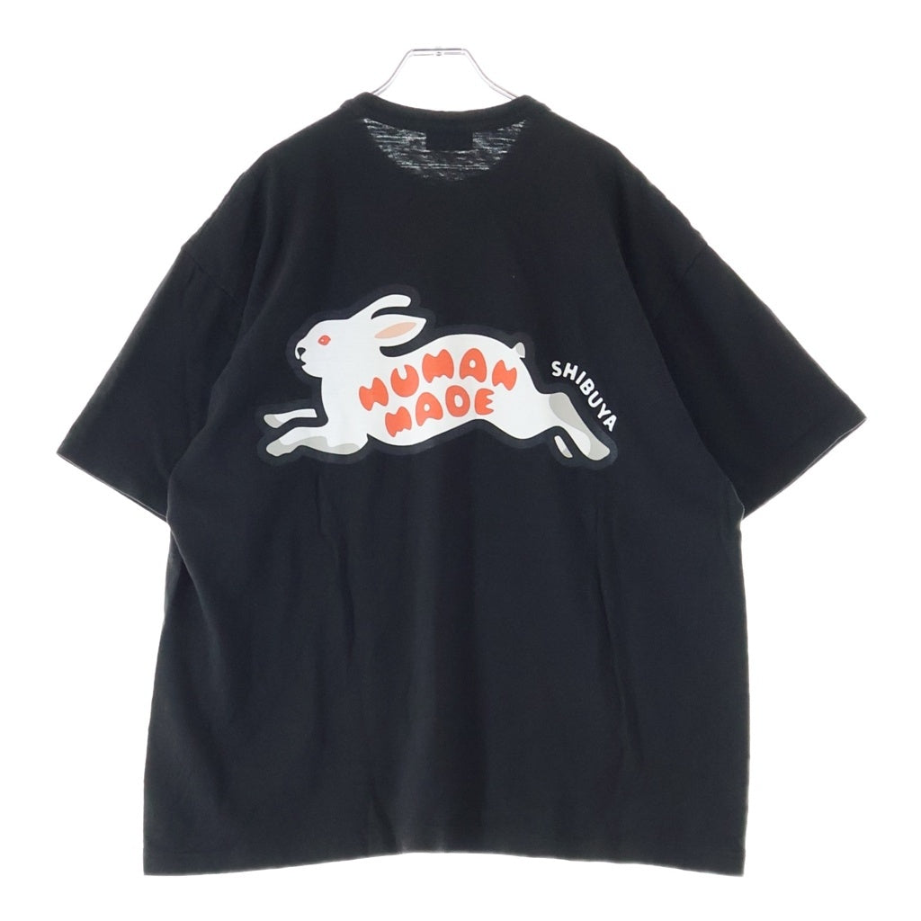 HUMAN MADE(ヒューマンメイド) 渋谷限定 ラビット プリントデザイン クルーネック半袖Tシャツ カットソー ブラック