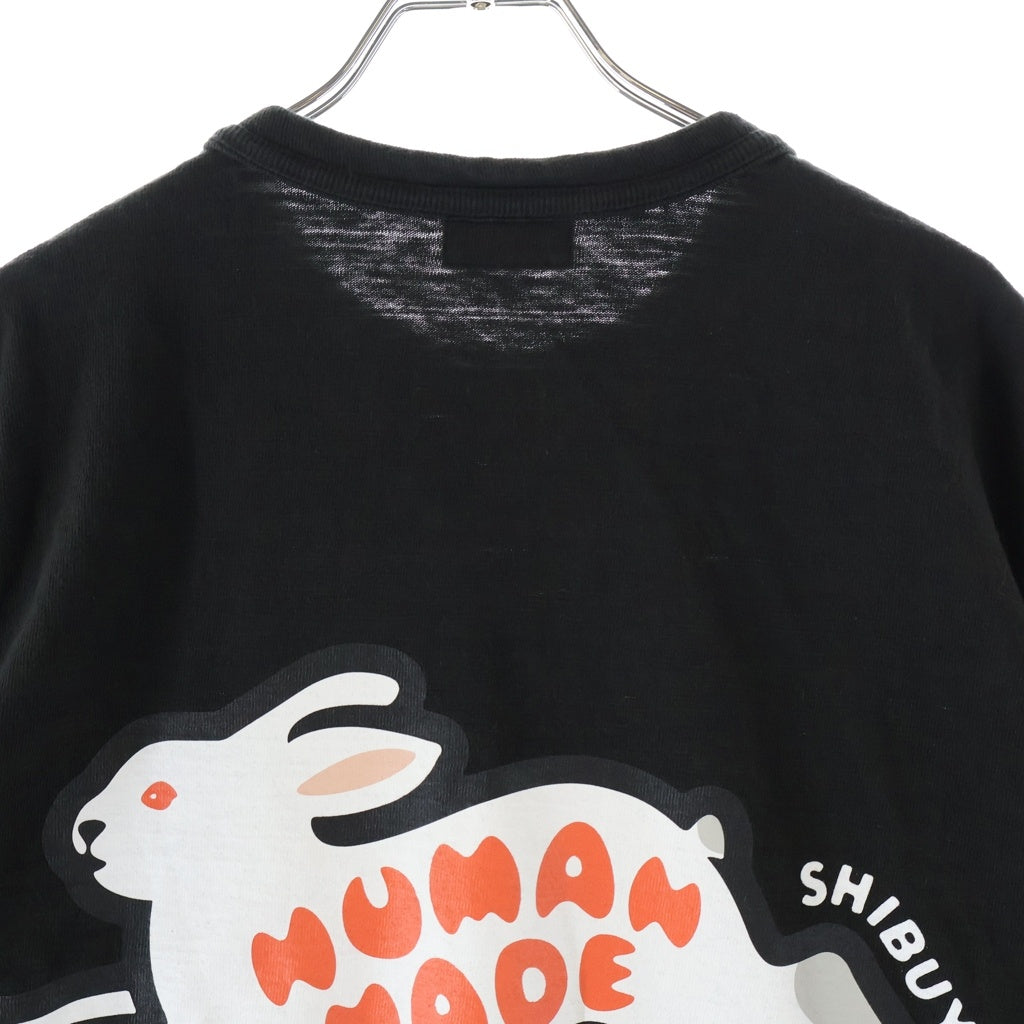 HUMAN MADE(ヒューマンメイド) 渋谷限定 ラビット プリントデザイン クルーネック半袖Tシャツ カットソー ブラック