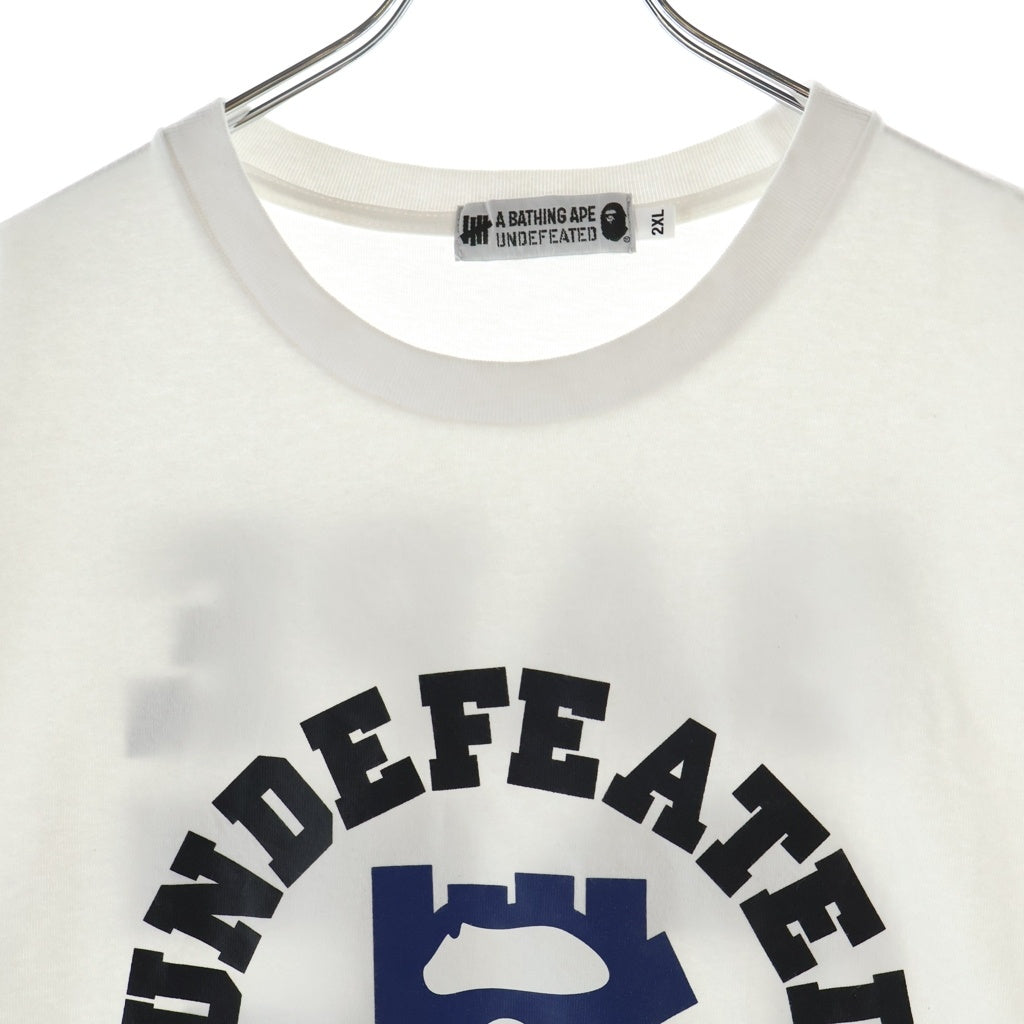 A BATHING APE(アベイシングエイプ) フロントプリント クルーネックコットン 半袖Tシャツ カットソー ホワイト 001TEI731921C