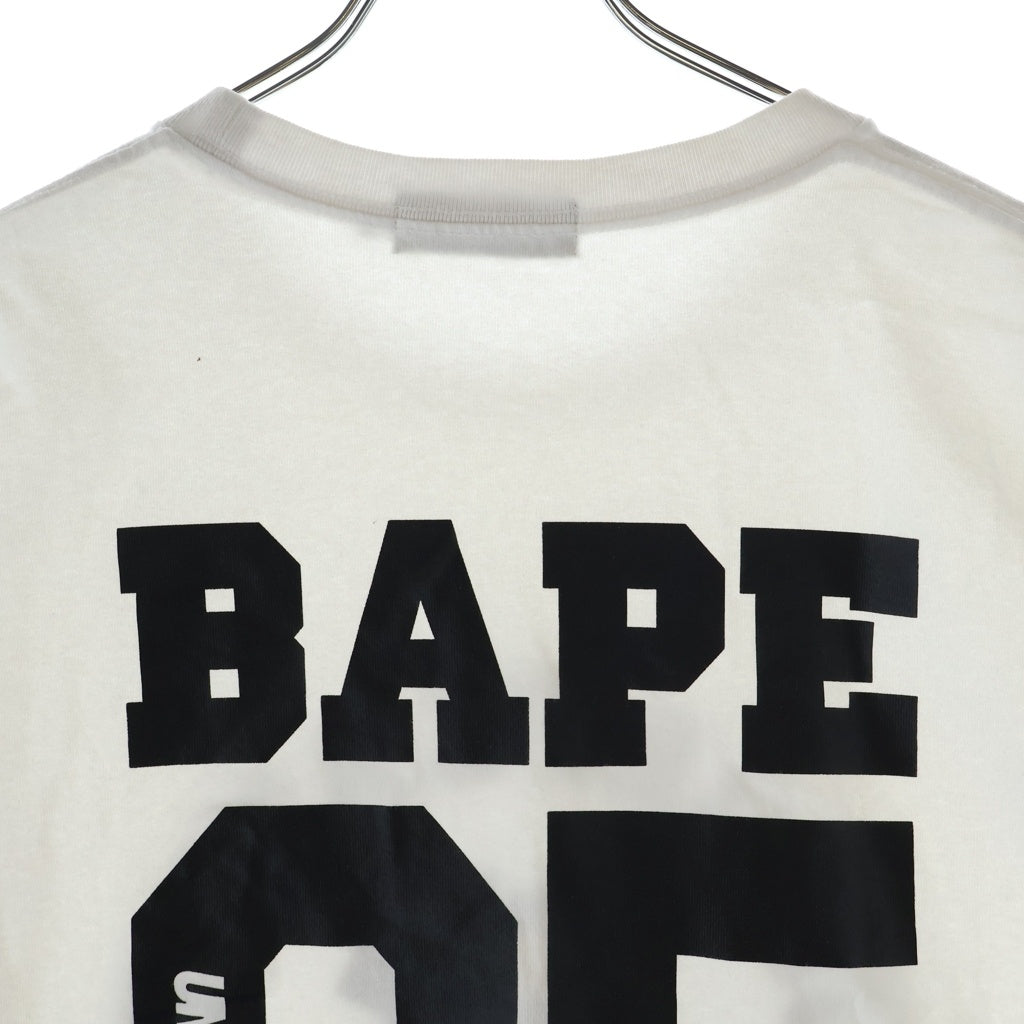 A BATHING APE(アベイシングエイプ) フロントプリント クルーネックコットン 半袖Tシャツ カットソー ホワイト 001TEI731921C