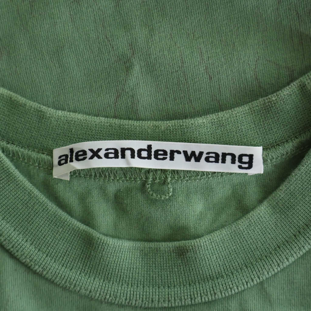 ALEXANDER WANG(アレキサンダーワン) Emboss T-Shirt エンボスロゴ バイカラー半袖Tシャツ グリーン