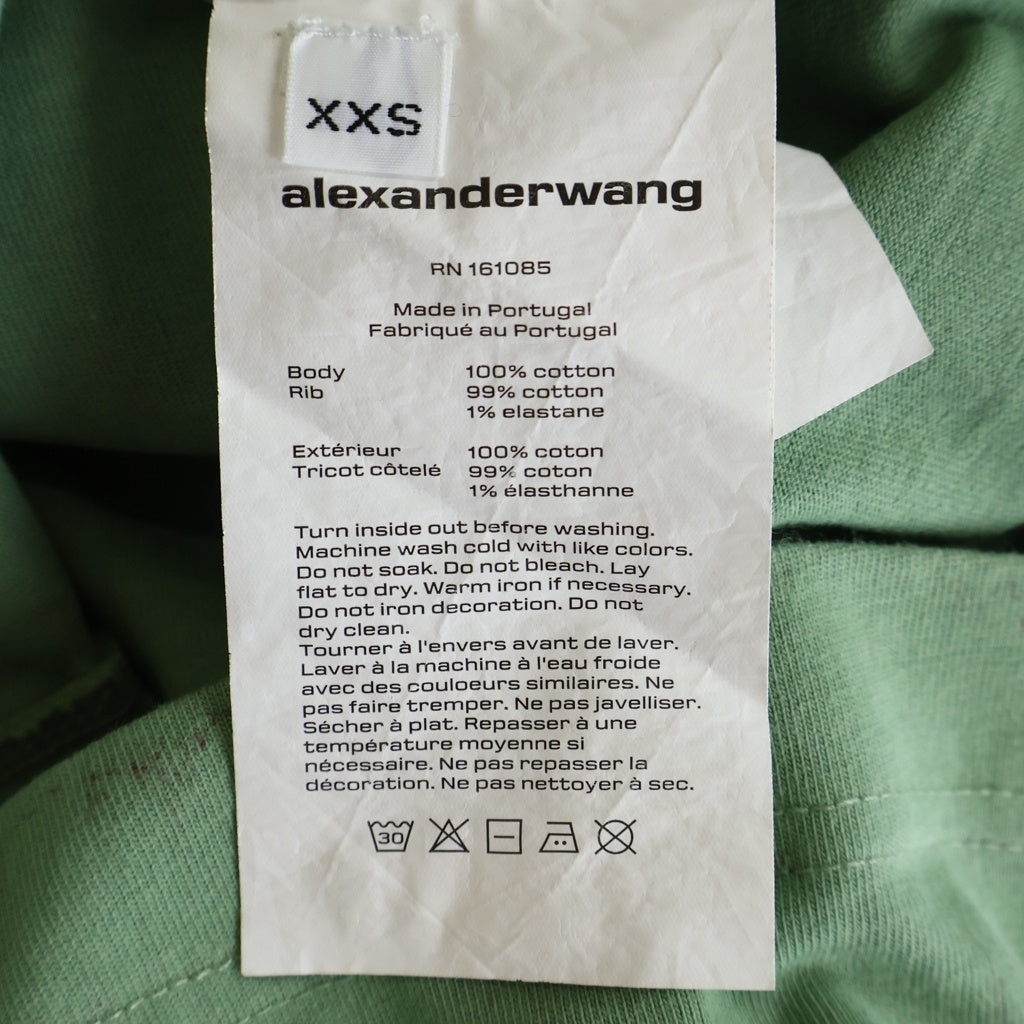 ALEXANDER WANG(アレキサンダーワン) Emboss T-Shirt エンボスロゴ バイカラー半袖Tシャツ グリーン
