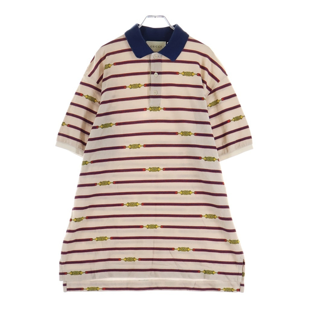 GUCCI(グッチ) Polo Shirt ボーダー 半袖ポロシャツ ベージュ 615739 XJCGW
