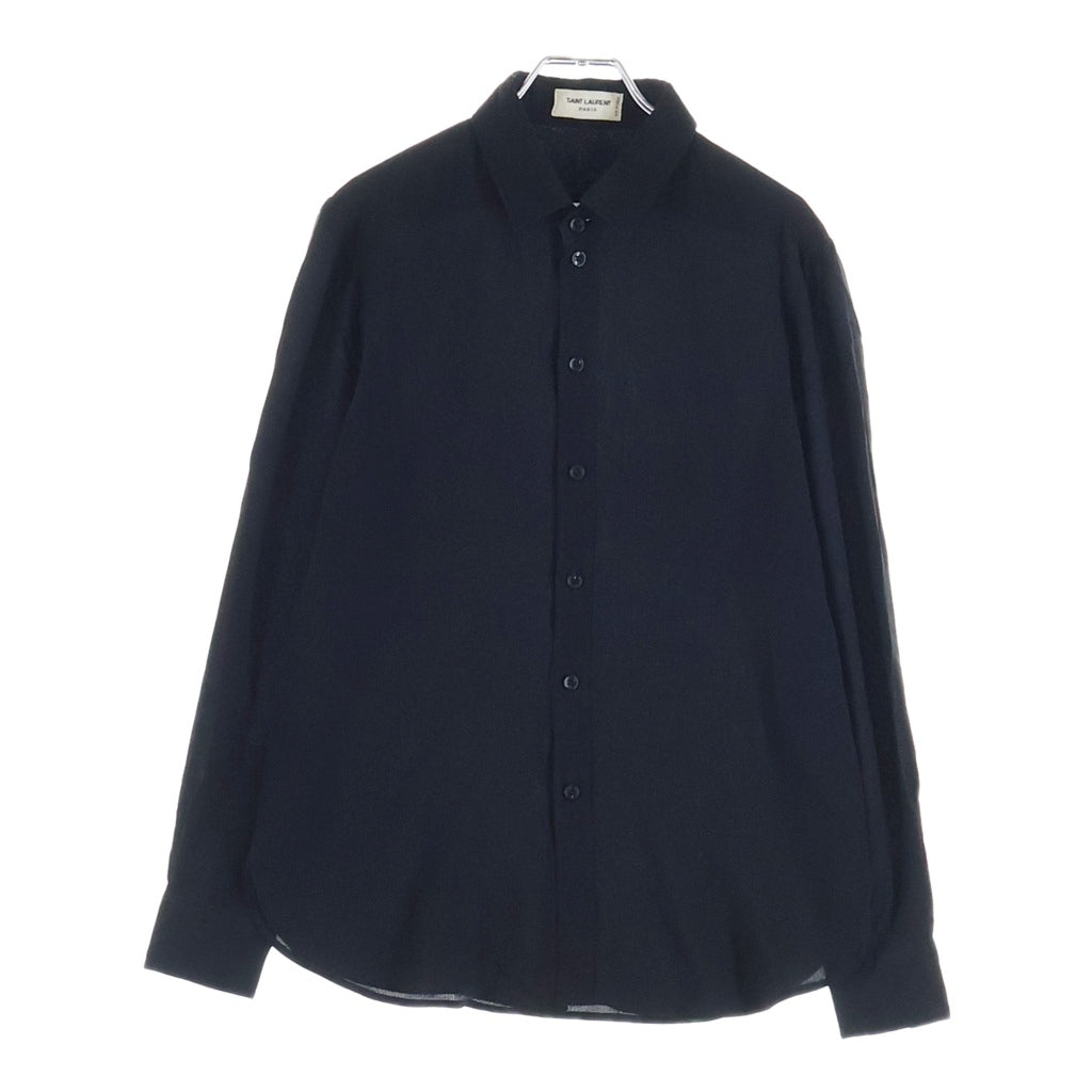 SAINT LAURENT PARIS(サンローランパリ) Uniform Silk Shirt ユニフォーム 長袖シルクシャツ ブラック レディース 636994 Y100W