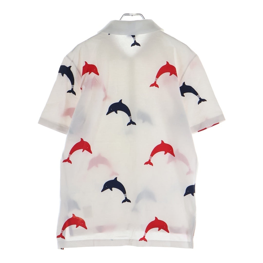 THOM BROWNE(トムブラウン) Dolphin Print Polo Shirt ドルフィンプリント 半袖ポロシャツ ホワイト MJP078A 06463960