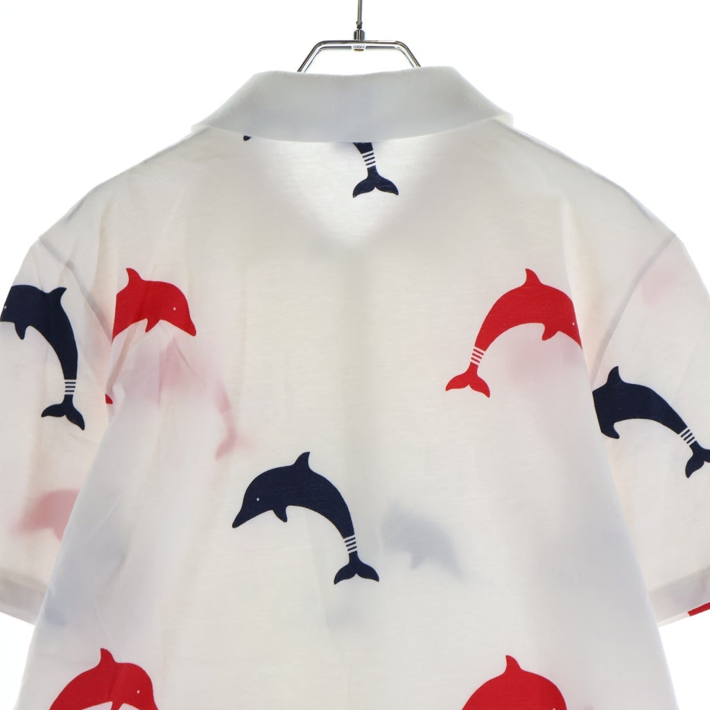 THOM BROWNE(トムブラウン) Dolphin Print Polo Shirt ドルフィンプリント 半袖ポロシャツ ホワイト MJP078A 06463960