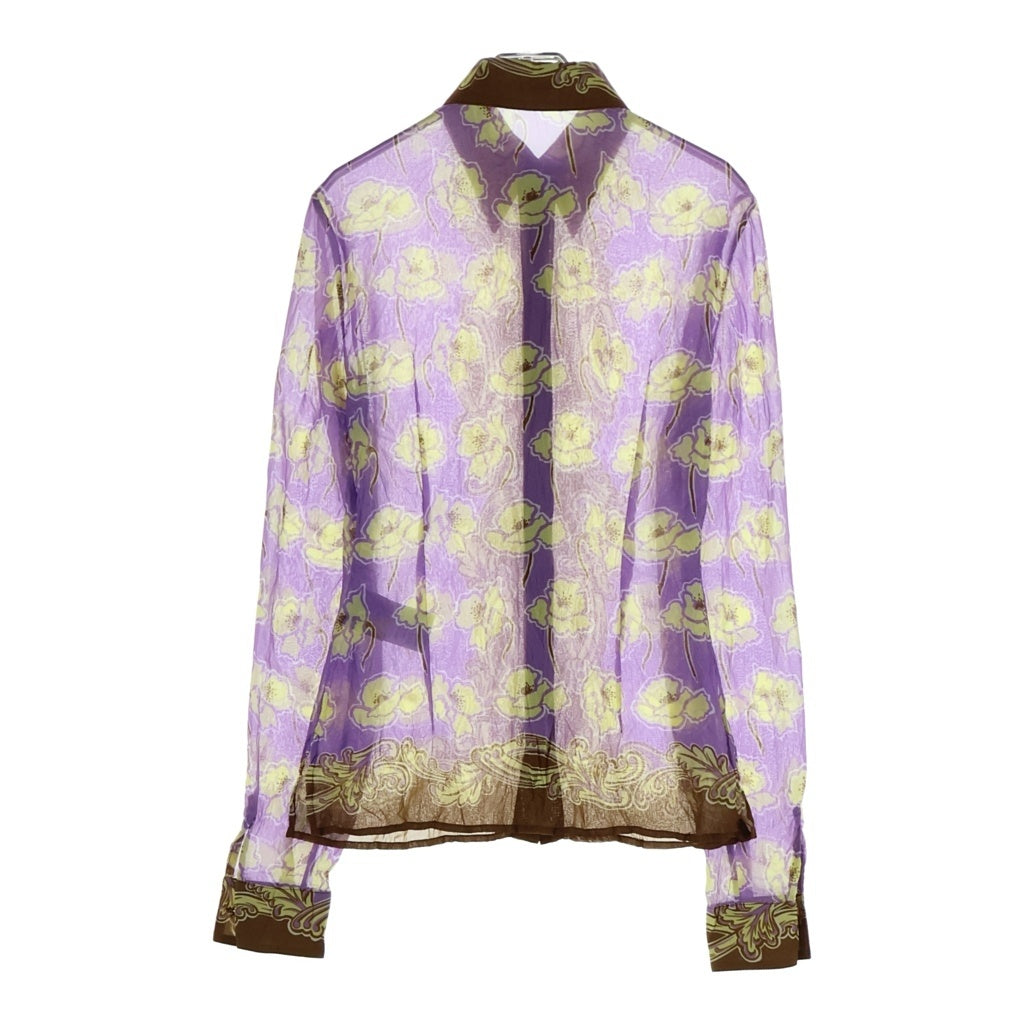 VERSACE(ヴェルサーチ) Sheer Shirt 総柄 長袖シアーシャツ パープル 1019545