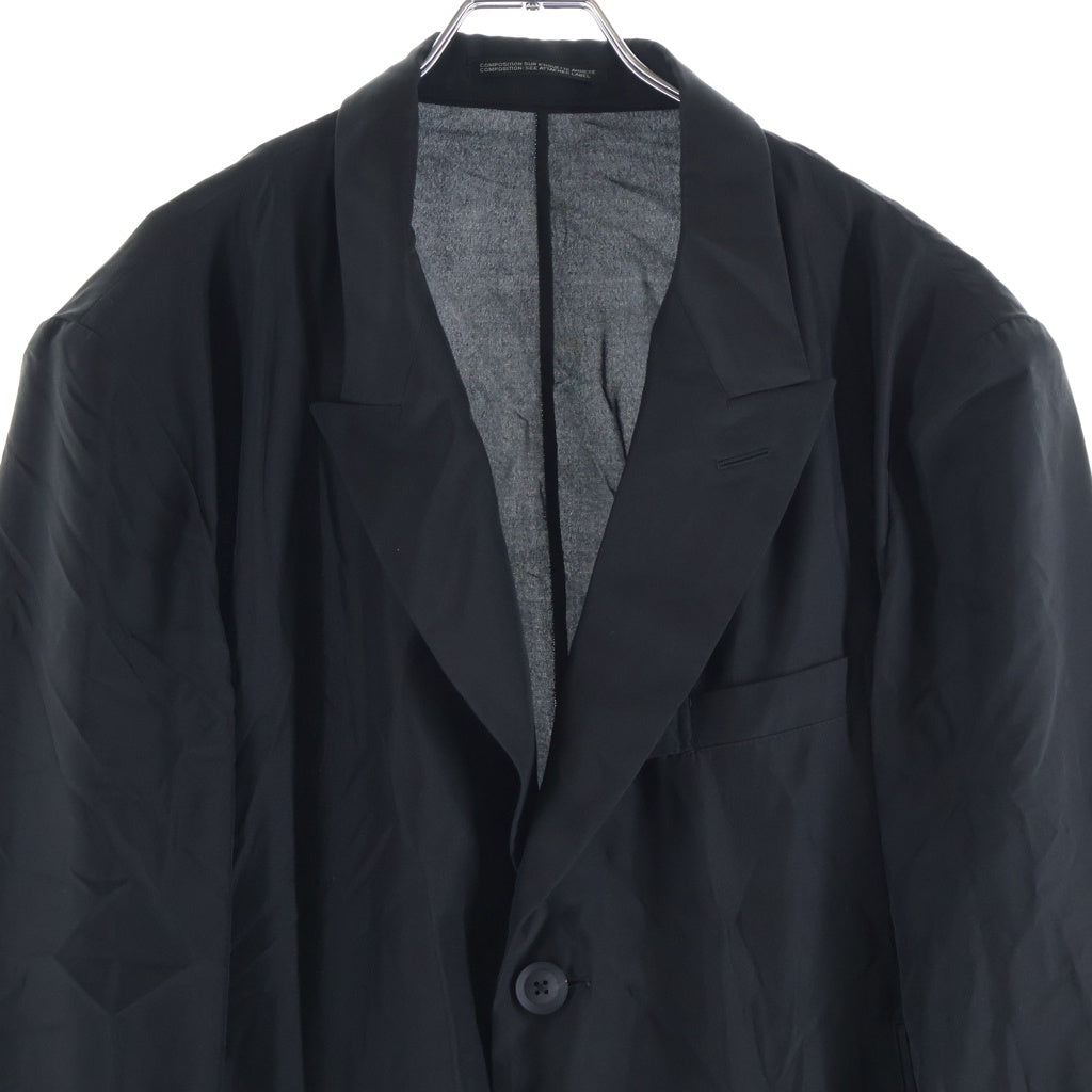 Yohji Yamamoto POUR HOMME(ヨウジヤマモト プールオム) SILK HABUTAE 4 BUTTONS LONG SUIT HK-J23-444 シルク 4ボタン ロングスーツ ジャケット コート ブラック