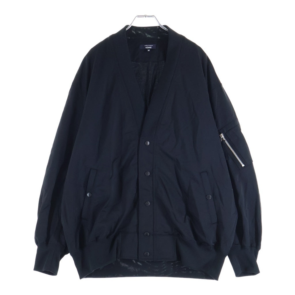 COMME des GARCONS HOMME(コムデギャルソンオム) 26SS 綿ナイロン裏毛ジャージカーディガン ジャケット HQ-T007 ネイビー