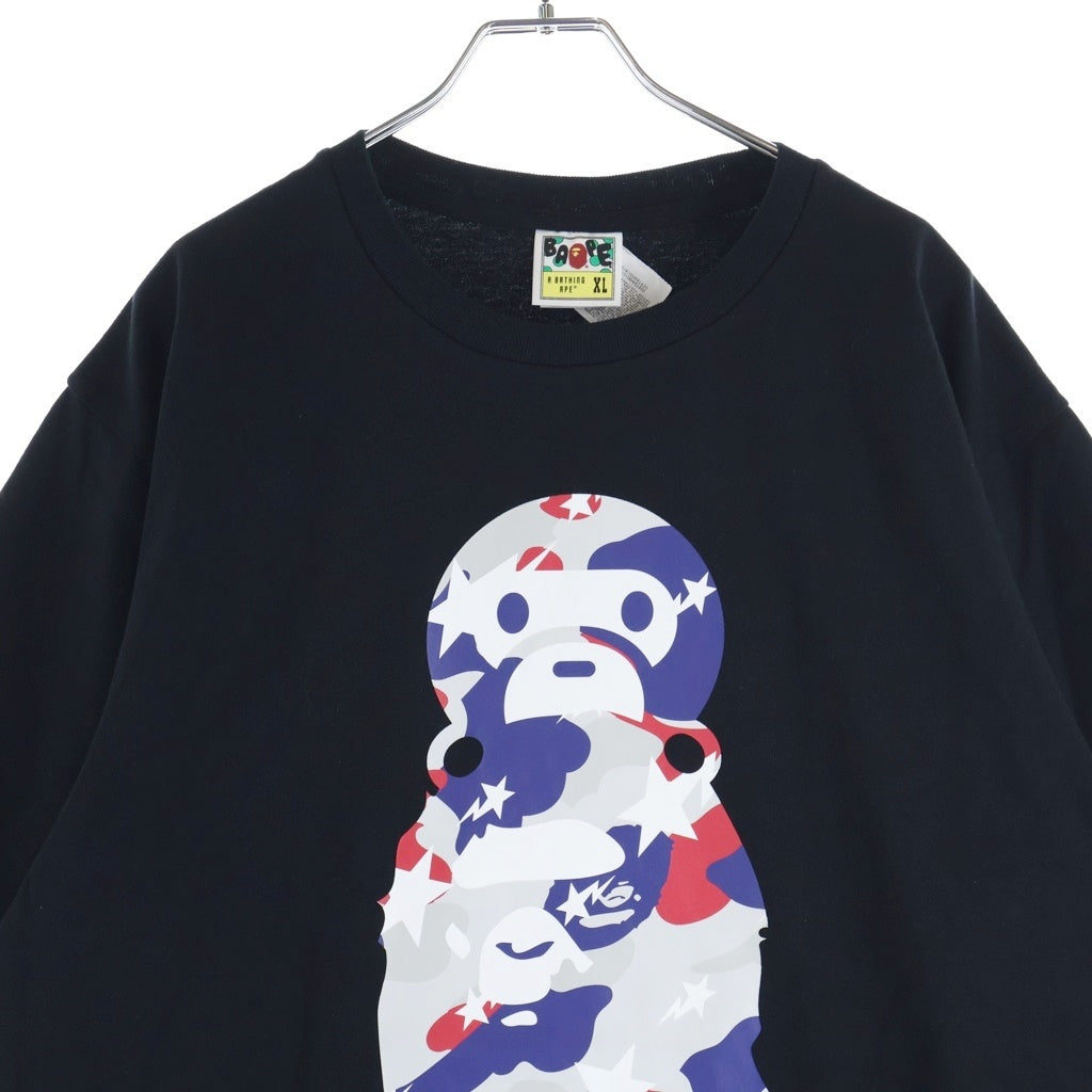 A BATHING APE(アベイシングエイプ) STA STRIKE CAMO MILO ON APE HEAD カモ マイロ 半袖Tシャツ カットソー クルーネック ブラック 0ZXTEMX01610R